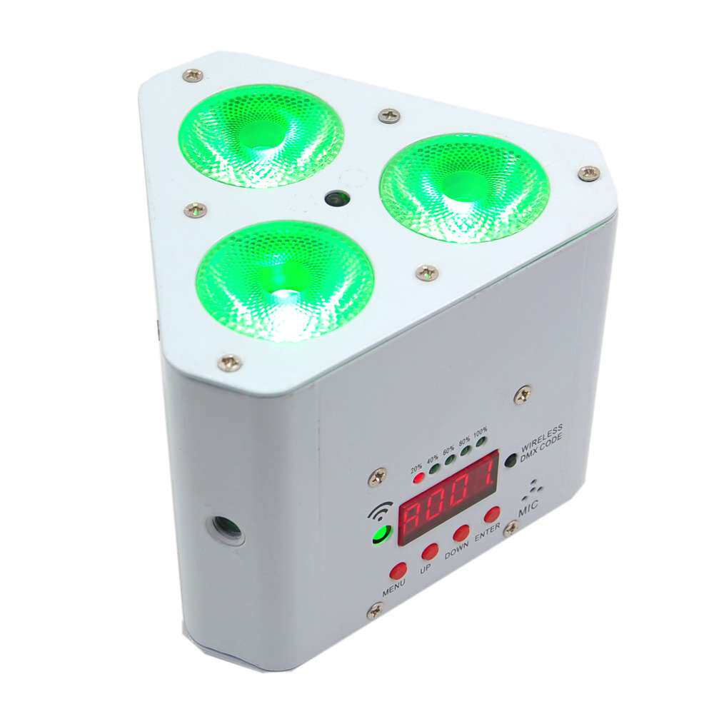 白色3颗18瓦小型电池舞台LED帕灯矮三角机箱红外线遥控2.4G无线
