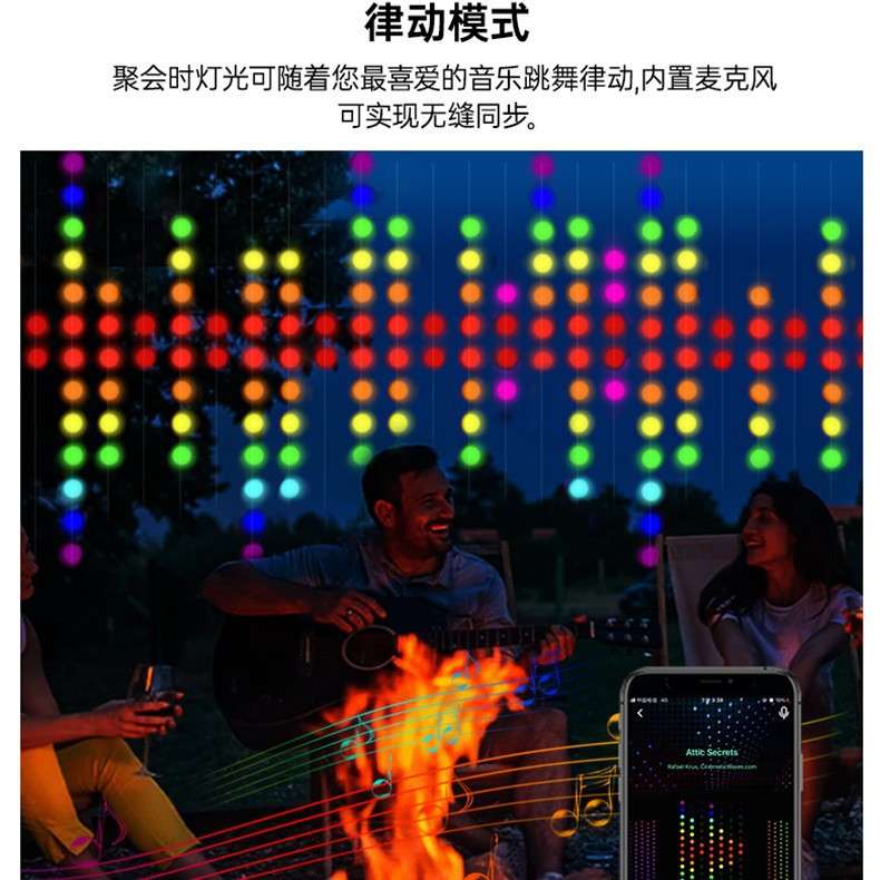 LED窗帘灯带无线遥控客厅卧室氛围灯串屋檐灯防水窗帘屏网格灯串