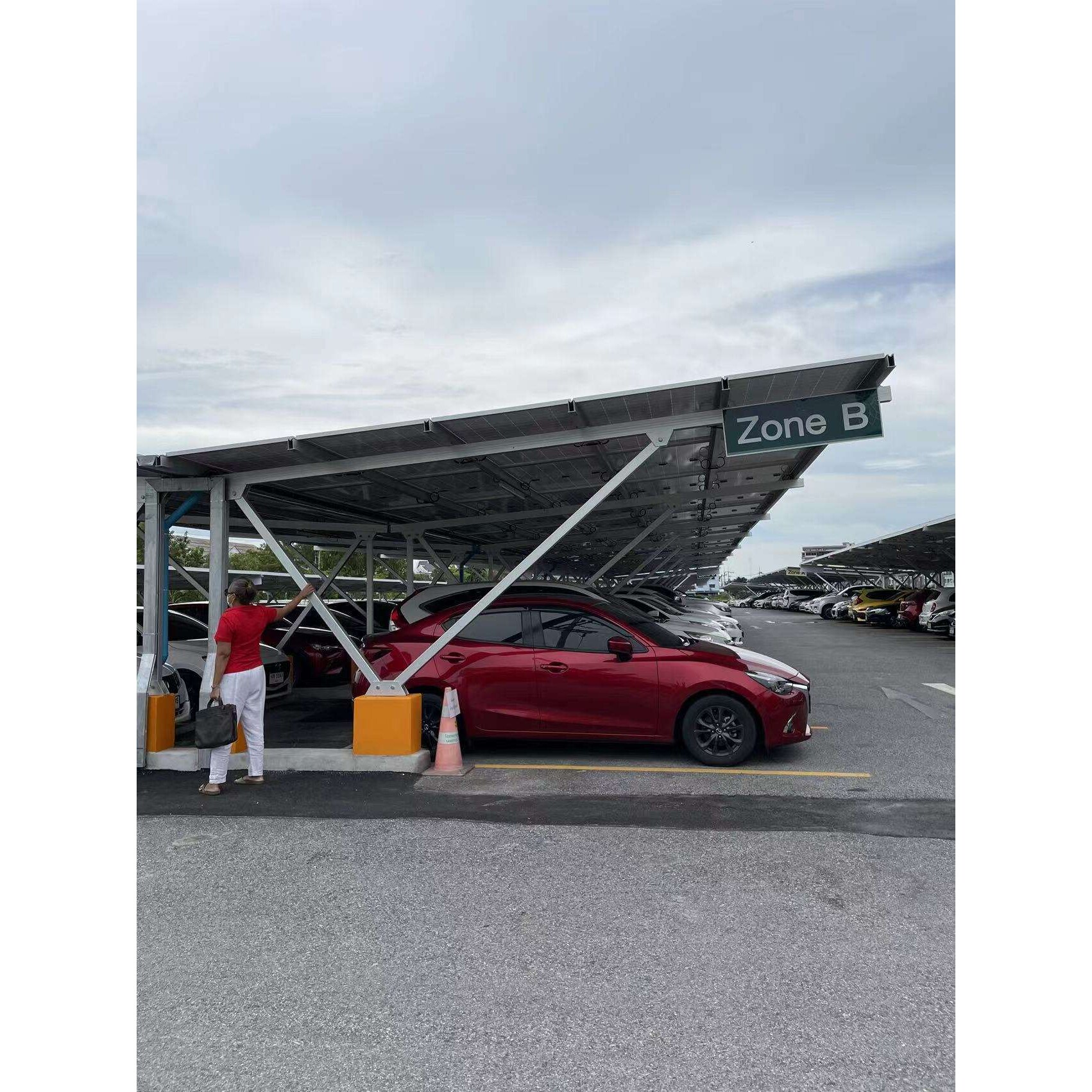 厦门铝合金制单边停车自行车车棚支架构造 防水车棚太阳支架