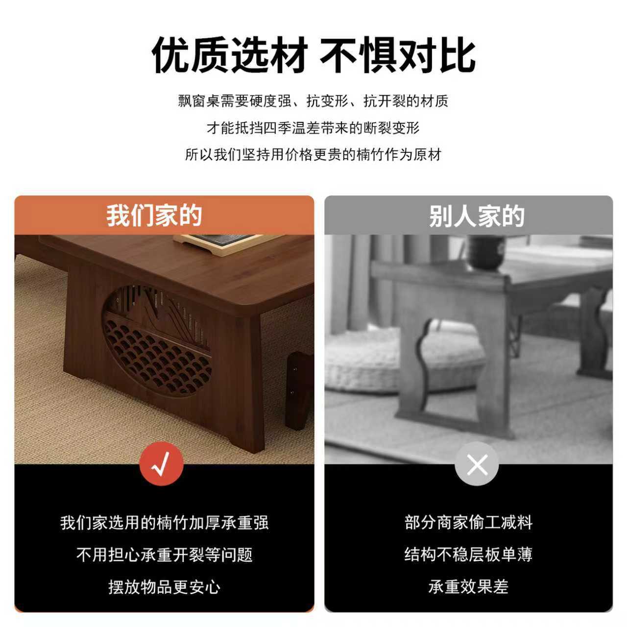 可折叠飘窗桌子小茶几榻榻米茶桌窗台坐地矮桌非实木禅意茶台新款