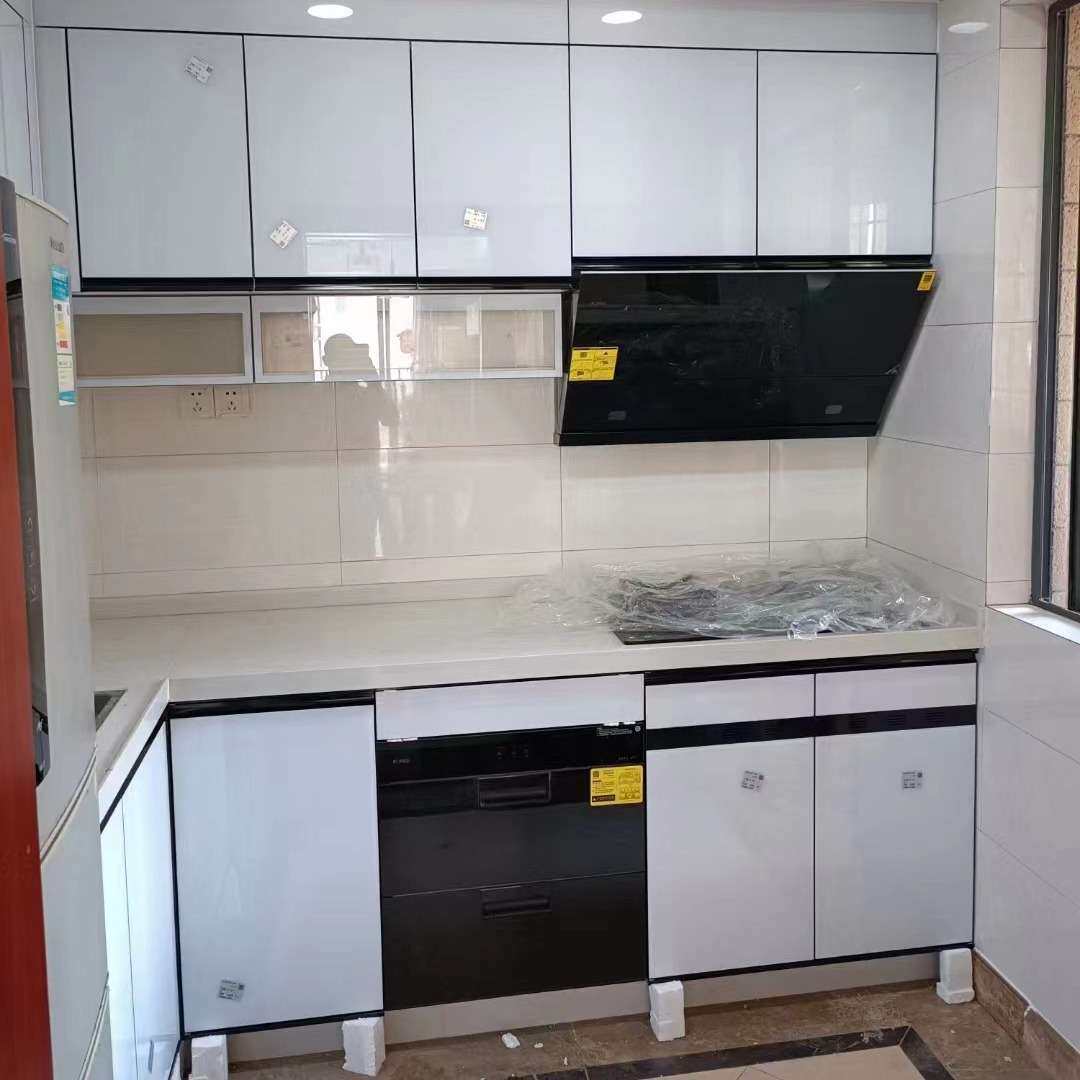 结实全铝门厨房门钢化玻璃晶钢门带框晶钢门隐边橱柜门免打孔安装