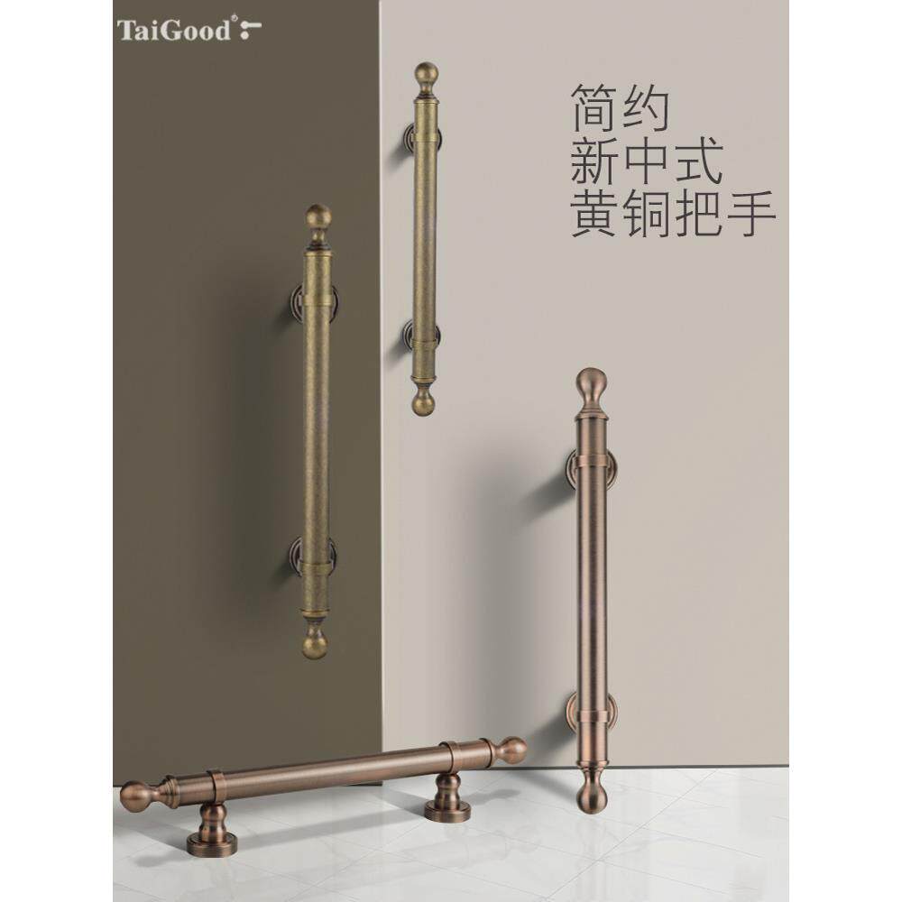 纯铜复古黑色现代中式商店铺门把手红古铜明装对开门木门大拉手
