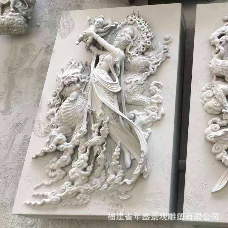 福建石浮雕 飞天仙女壁画 古代人物浮雕 手工雕刻艺术石雕像