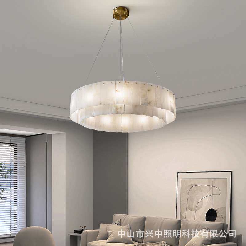 全铜云石灯客厅吊灯别墅复式餐厅卧室书房样板间后现代轻奢灯具