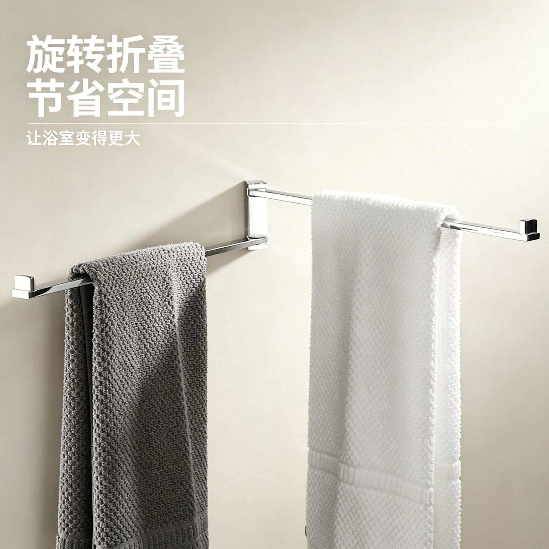 轻奢全铜实心加厚毛巾杆卫生间可旋转双杆酒店浴室简约壁挂毛巾架