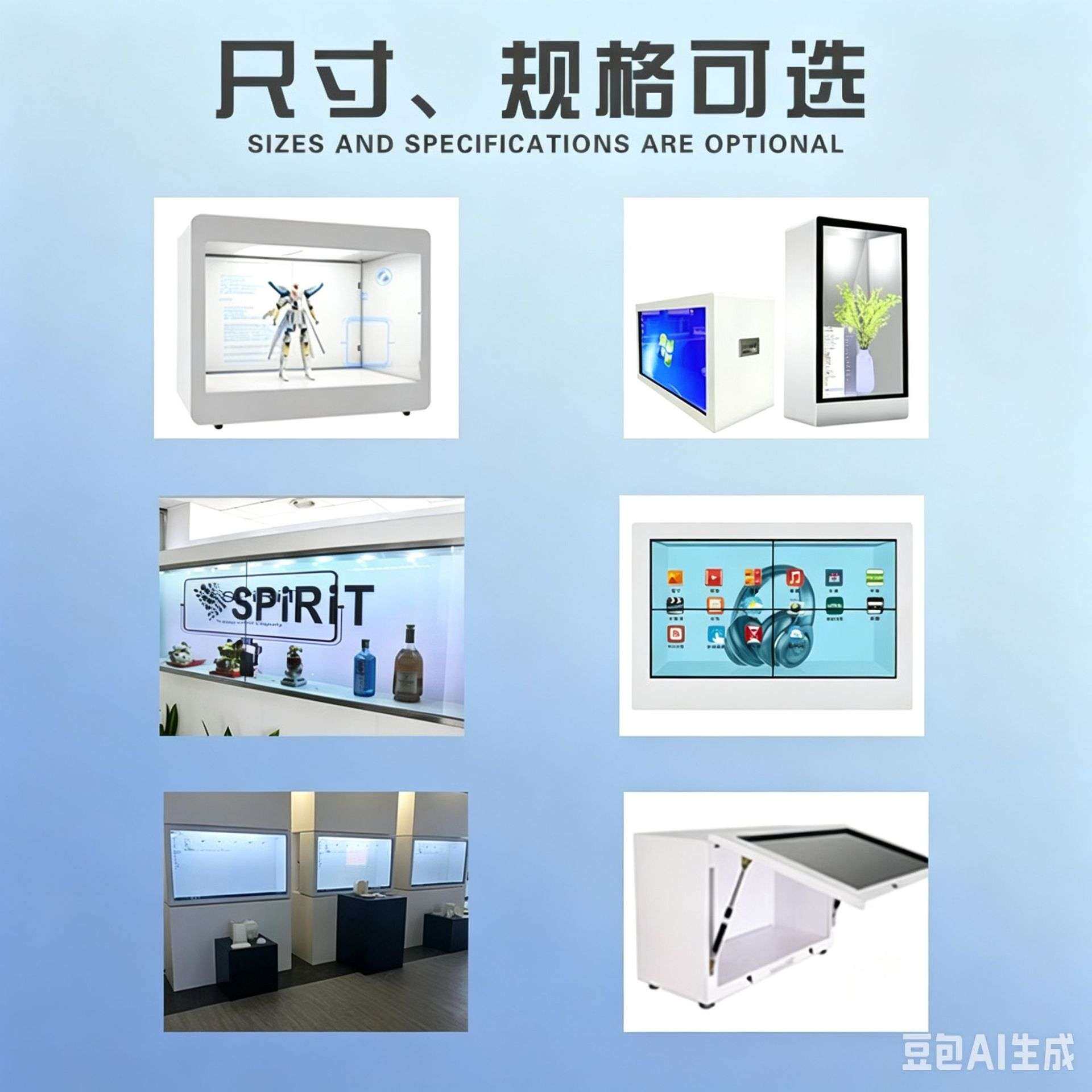 智能全息透明显示屏广告机物品展示柜裸眼3D液晶触摸透明屏一体机
