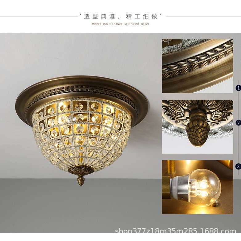 美式复古宫廷水晶吸顶灯 现代艺术欧式客厅卧室公主书房吸顶灯具