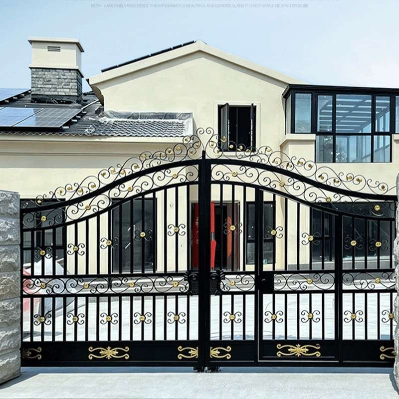 铁艺欧式大门铸铁别墅门农村自建房门家用院子门门楼门顶双开门