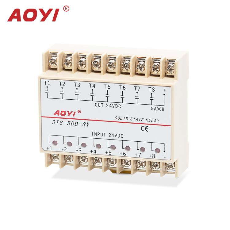 AOYI奥仪 ST8-5DD八路输入输出单相直流SSR固态继电器5A奥仪DC