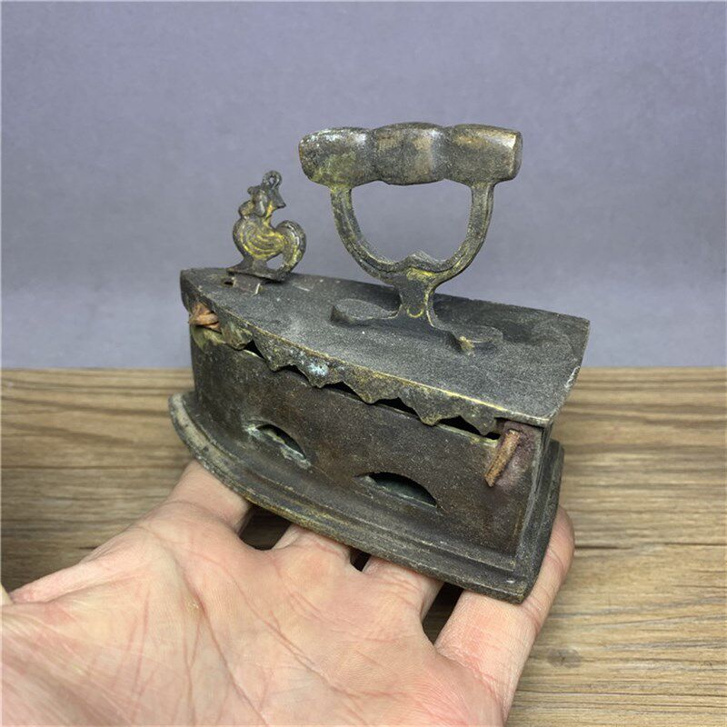 仿古古玩杂项老铜件老物件烧炭烫斗民国老铜煲斗制衣用品老铜烫斗