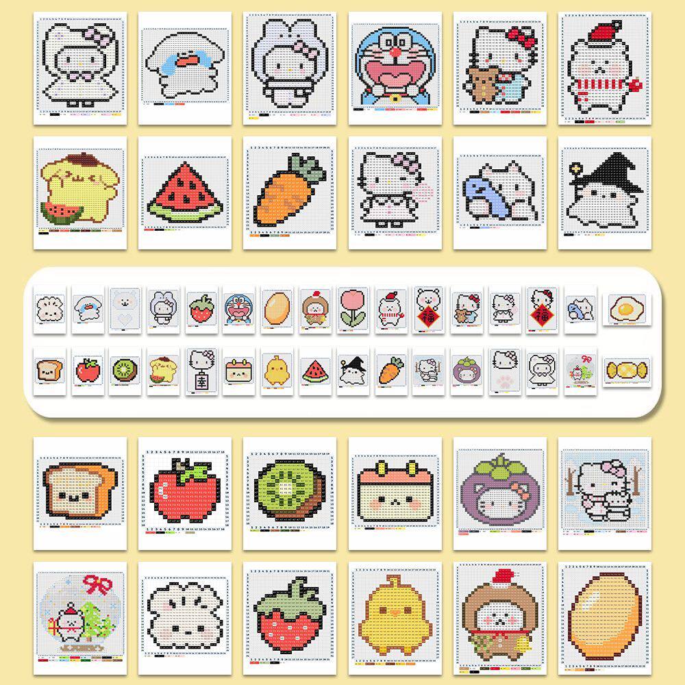 【现货速发】卡通kitty拼豆像素贴纸图纸可爱爆款素材防水diy贴画
