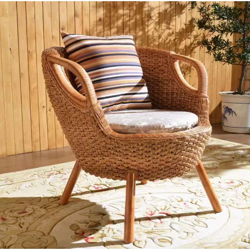 藤椅三件套阳台桌椅实木靠背椅藤编茶几庭院户外家用休闲真藤椅子