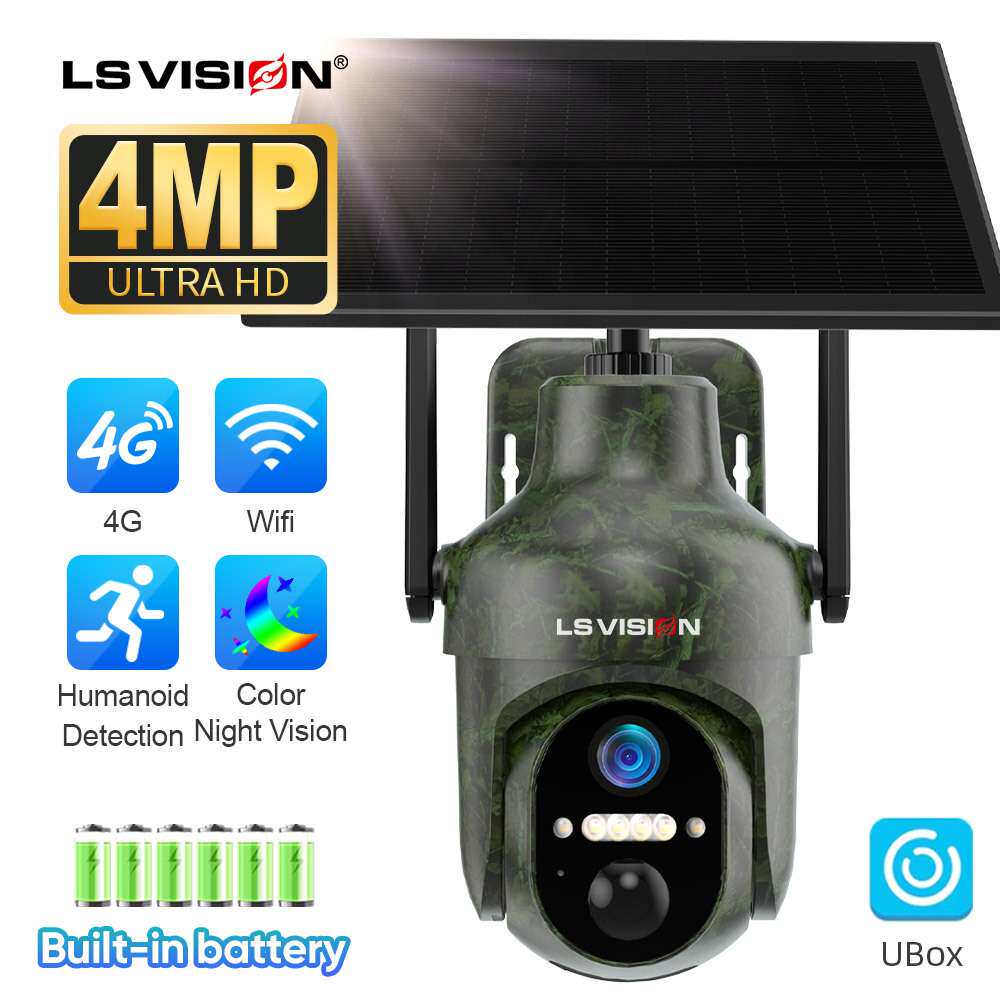 LS VISION Solar Camera with sim Card Wifi Camera Ubox App