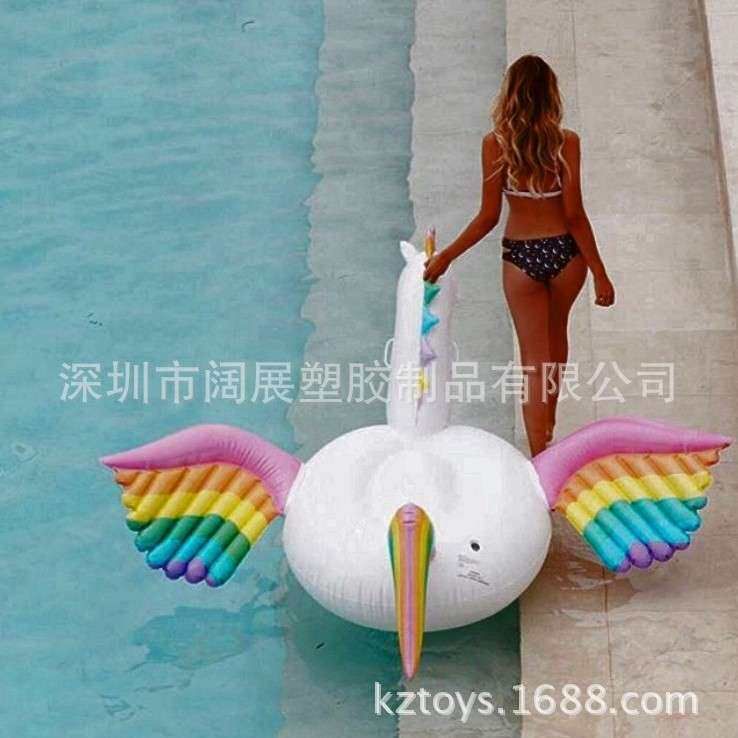 新款成人水上充气250CM彩天马彩虹马彩马飞天马坐骑浮排浮床
