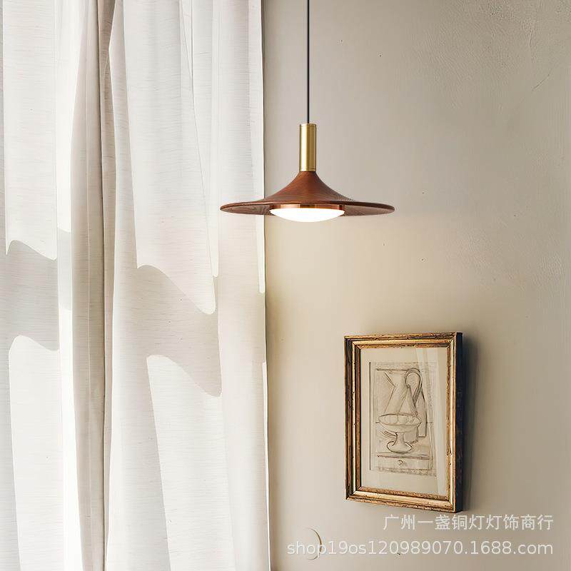 日式餐具厅吊灯三头灯约飞9067碟吧台胡桃木广东中山灯卧室床头吊