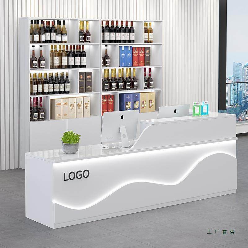 发光弧形现代约酒柜一体转角简吧台柜商台用前台台收银W5K6M5H6落