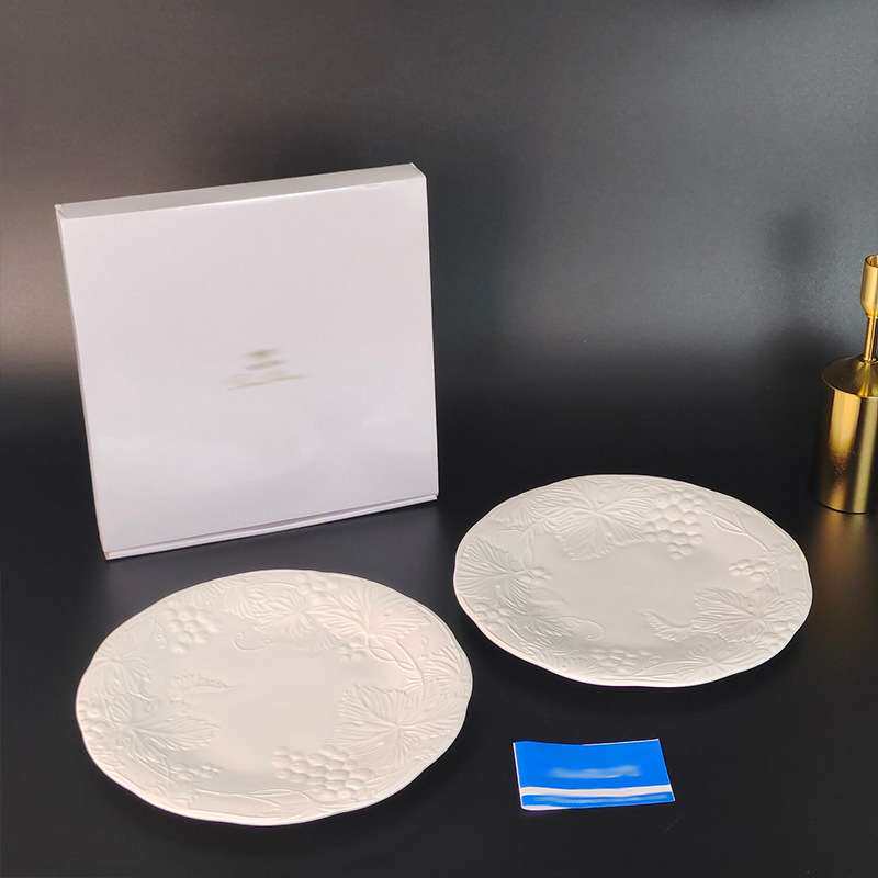 法式复古浮雕陶瓷盘西餐意面餐盘家用牛排水果盘子甜品点心碟子
