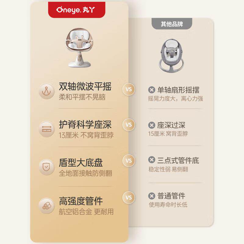 丸丫电婴儿摇摇动椅生哄娃神器躺睡带娃摇床宝宝摇篮新儿AL821280