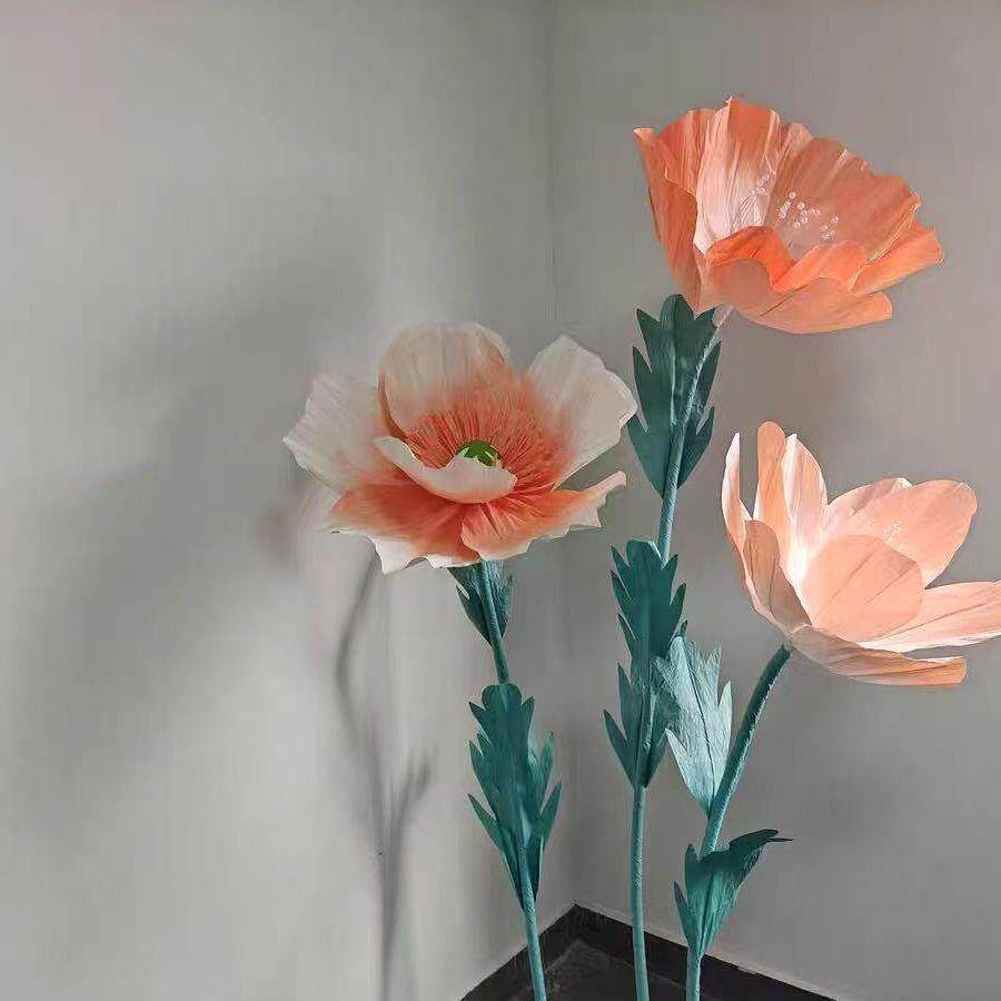 纸艺花蓝色染色虞美渐变大型巨花型仿真花虞人美花纸人艺10233245