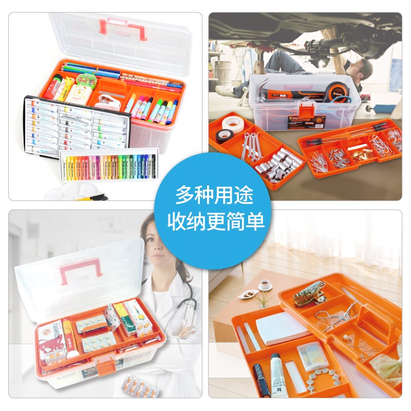 美术工具箱收纳盒多功能塑料工具手提收纳箱小学生三层画画美术箱