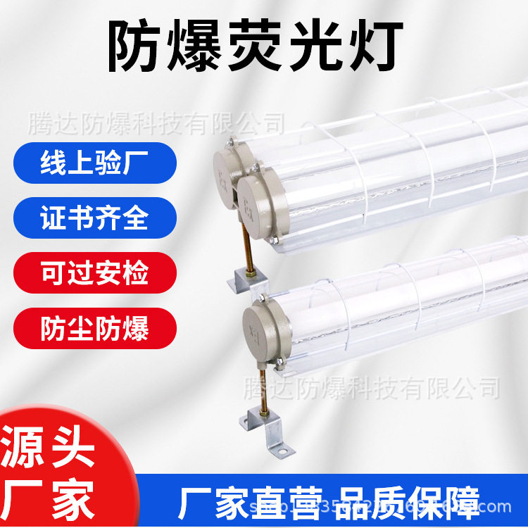防爆荧光灯双管2*40W支架日光灯隔爆型新款双单端进线双支吸顶灯
