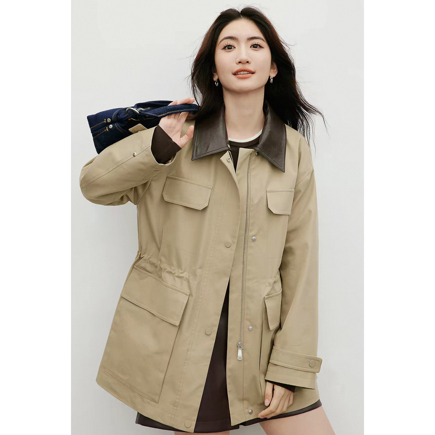 卡其色英伦巴恩风中长款风衣女