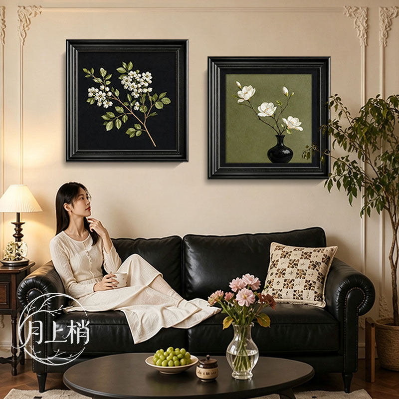 中古风玄关挂画沙发背景墙装饰画轻奢高级感客厅餐厅小众艺术壁画