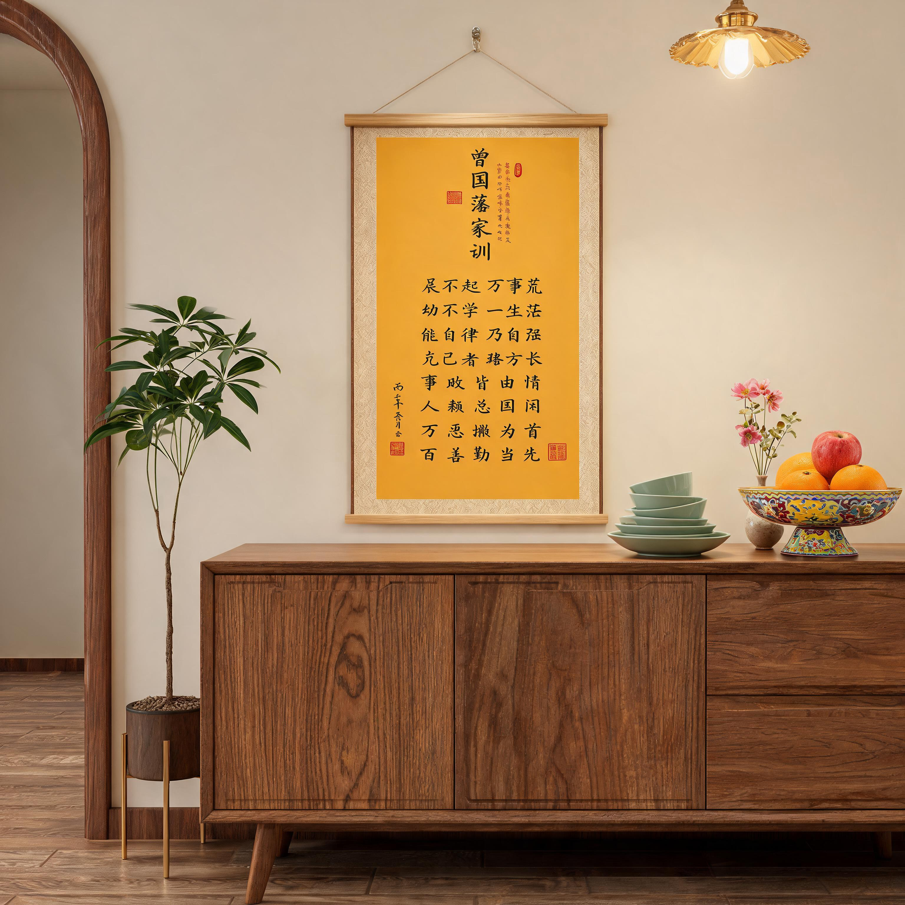 中古风挂画晨不起万事荒书法挂画曾国藩家训书法挂画家训励志字画图片