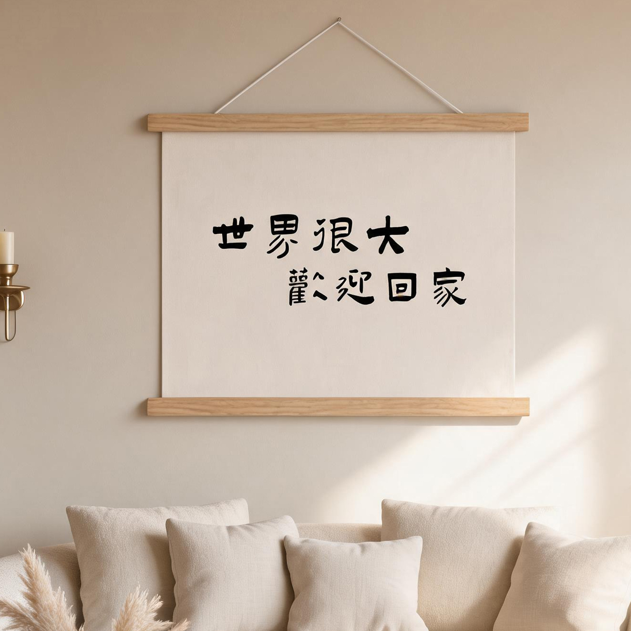 世界很大欢迎回家字画挂画新中式挂画励志字画客厅卧室玄关装饰画