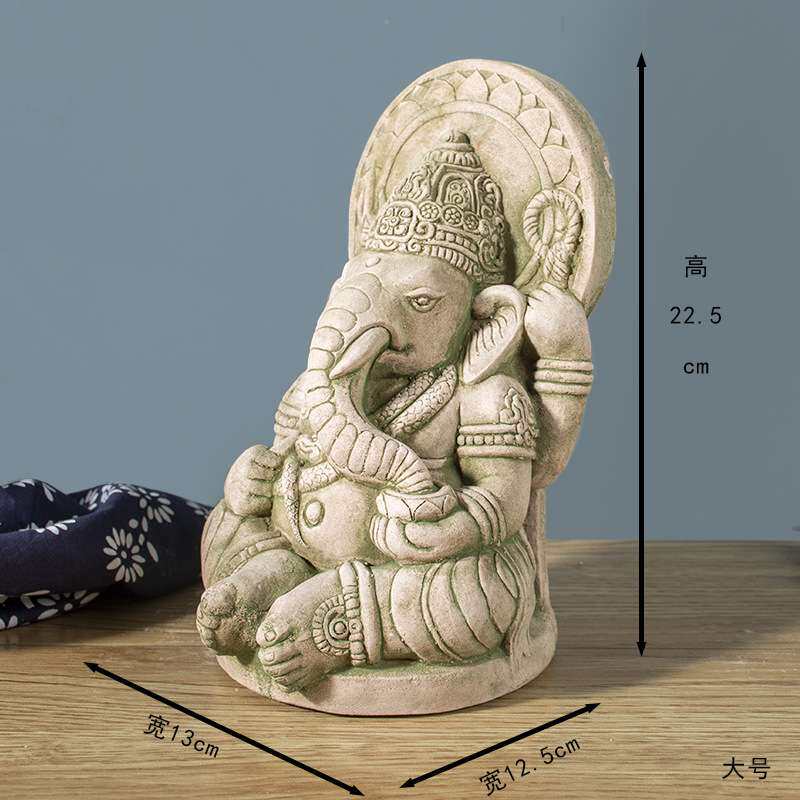 东南亚复古桌面摆件创意家居装饰品泰国工艺品象鼻神客厅玄关摆件