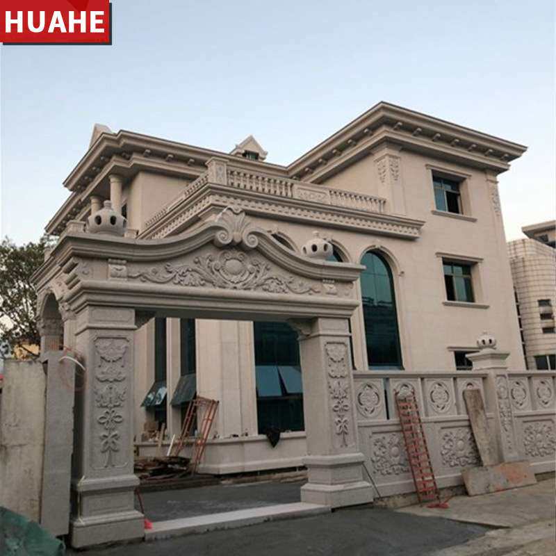 石材外墙工程天然花岗岩大理石幕墙麻面干挂罗马圆柱线条扶手栏杆