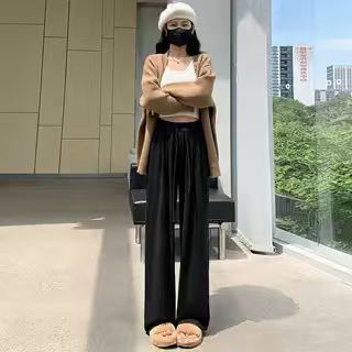 唐狮DESSO春秋新款糯米裤高腰垂感宽松直筒阔腿裤