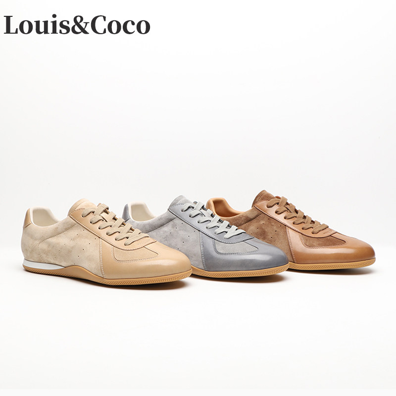 Louis&Coco老钱风真皮德训鞋百搭休闲鞋薄底软底踩屎感阿甘鞋男