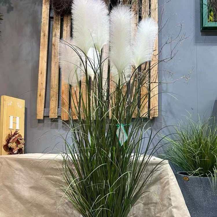 含阳 北欧家居装饰花洋葱草芦苇盆栽 森系婚礼布置假花布芦苇