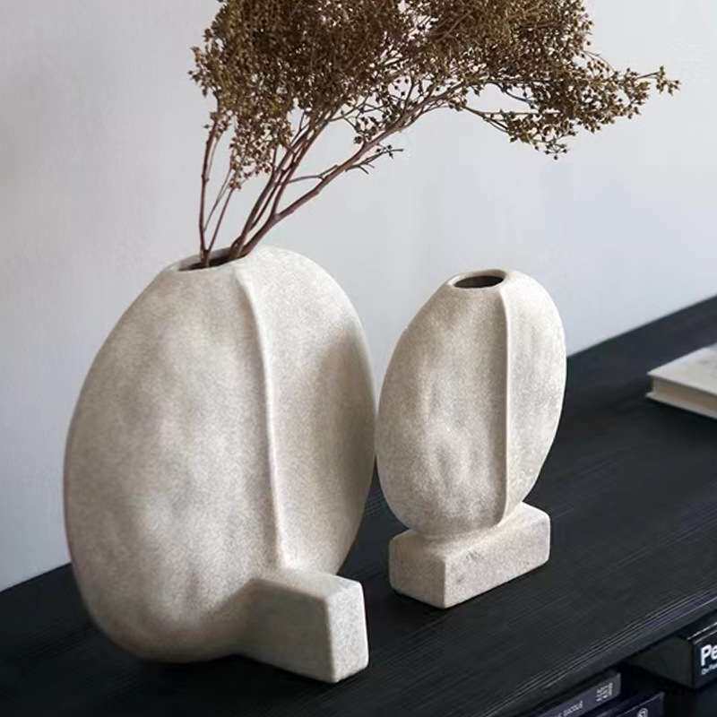 北欧复古风花器艺术插画花器民宿样板间售楼处餐厅客厅花瓶摆件