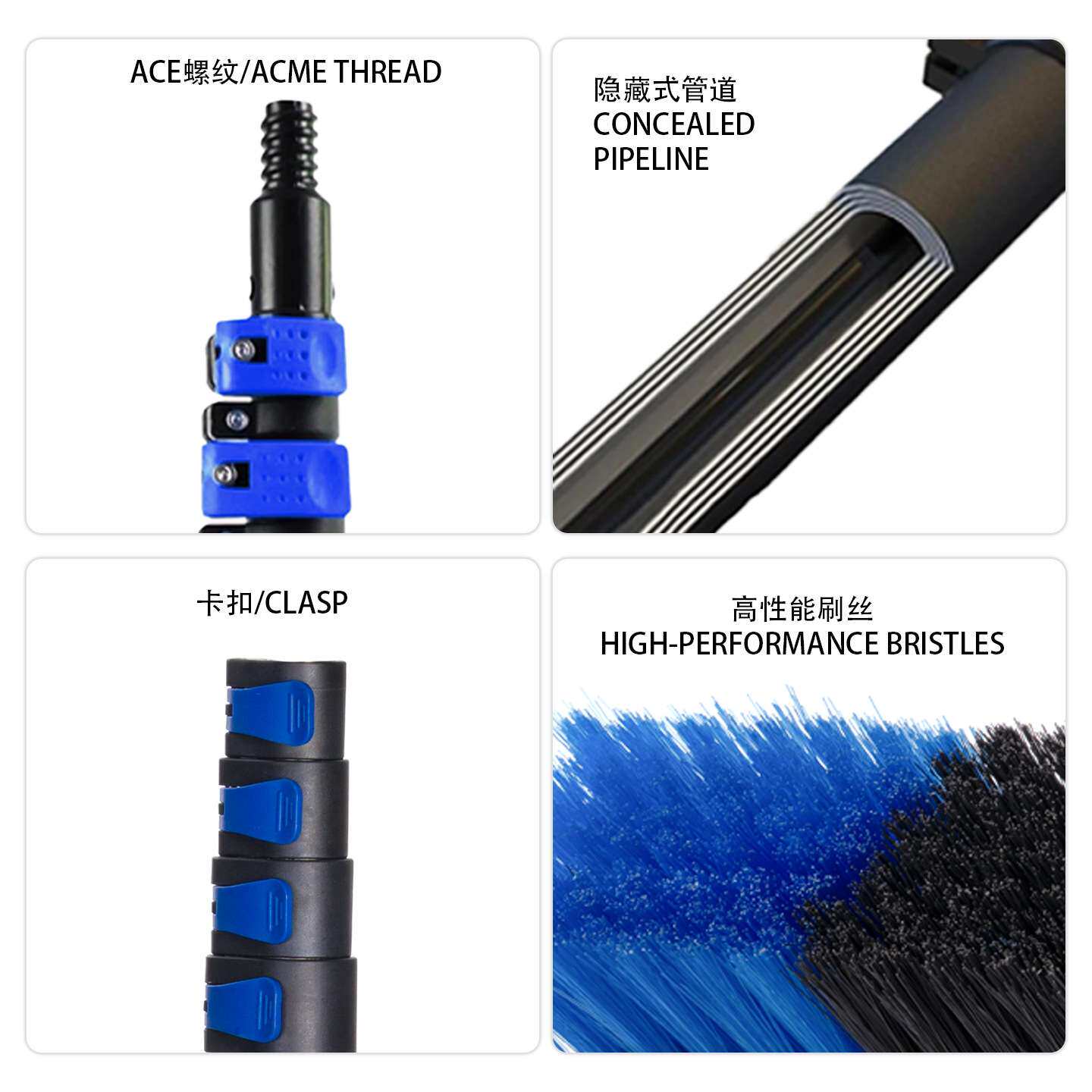 太阳能光伏板玻璃幕墙清洁刷伸缩杆通水刷铝合金长杆清洗工具套装