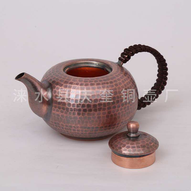 350毫升泡茶壶原色款铜壶烧水壶煮茶壶紫铜茶壶家用紫铜壶仿古款