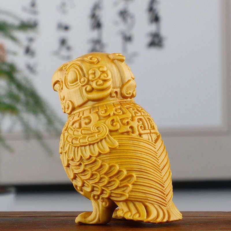 黄杨木雕子乍弄鸟尊摆件实木雕刻鸟类工艺品青铜鸟手把件桌面茶宠