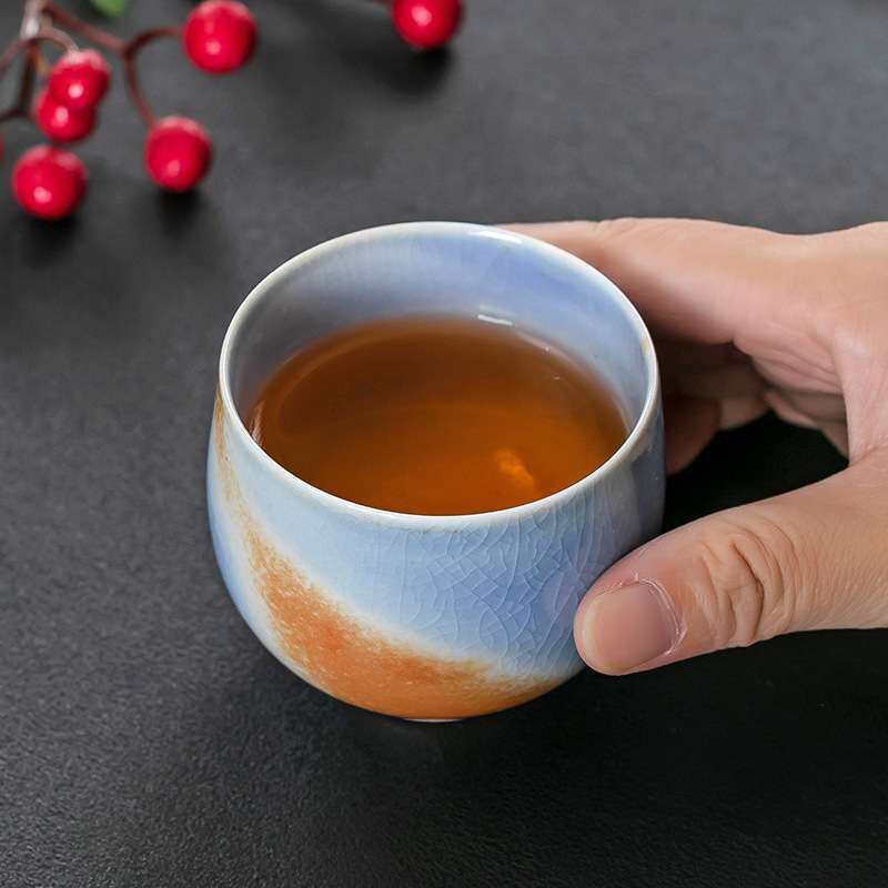 景德镇手工柴烧杯主人杯茶杯自然落灰仿古个人杯品茗茶碗单杯茶盏