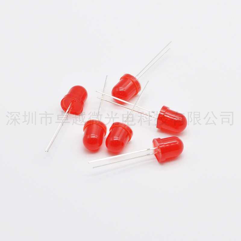 现货 LED灯珠直插8mm红灯 F8圆头红发红高亮 发光二极管 圆头灯珠