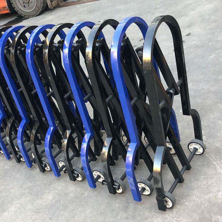 优惠不锈钢烤漆伸缩推拉护栏临时施工隔离围栏手推折叠路伸缩路障