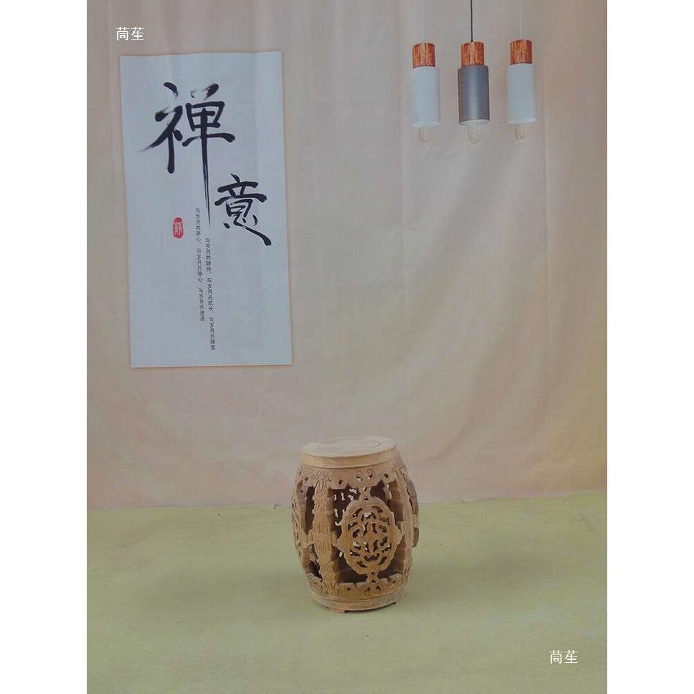 老榆木鼓凳实木圆凳雕花凳中式古筝凳明清绣墩家用矮凳白茬白坯