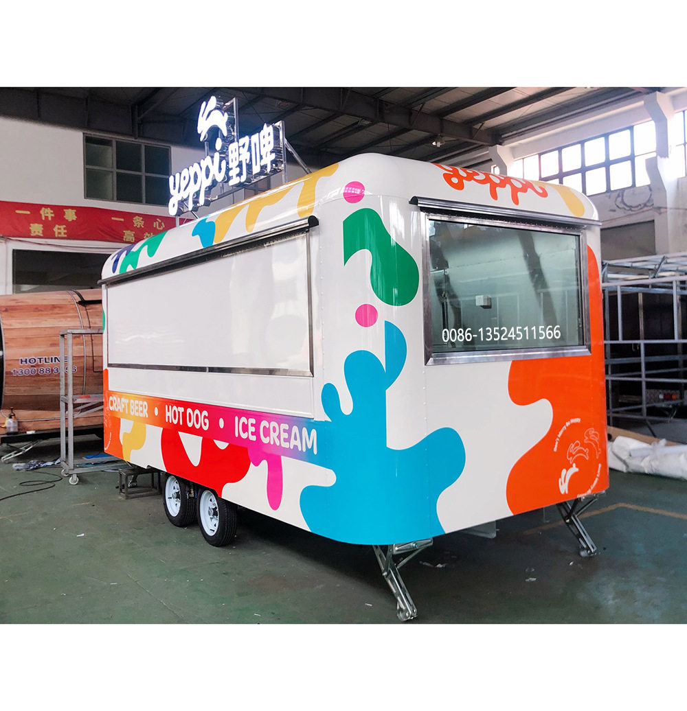 商业街摆摊网红奶茶咖啡售卖餐车多功能流动店车特色街景小吃车