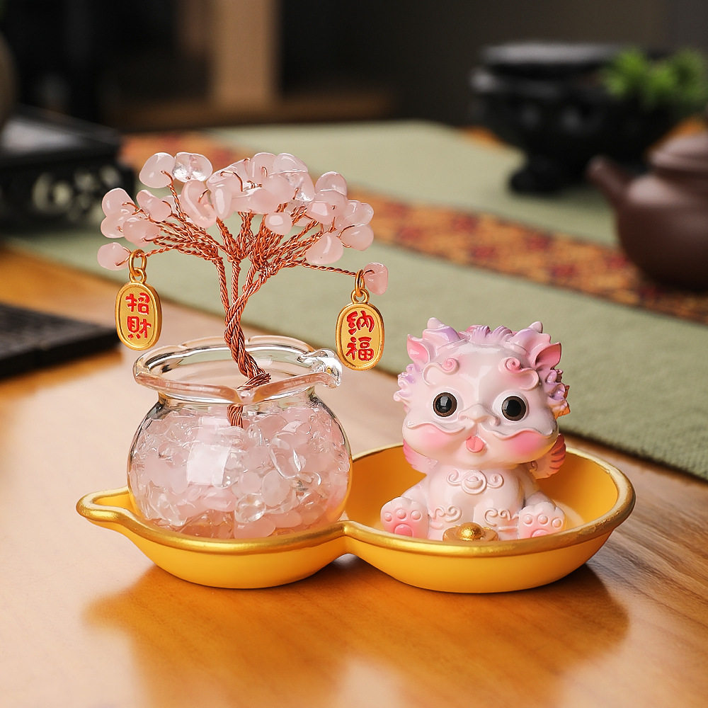 貔貅水晶发财树招财汽车桌面摆件