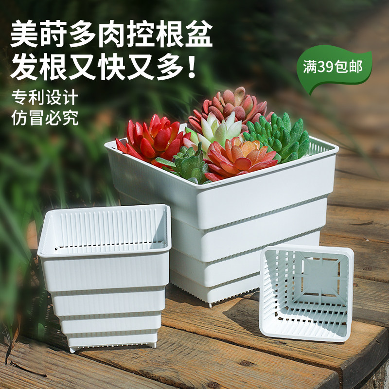 美莳多肉控根花盆树脂透气透水