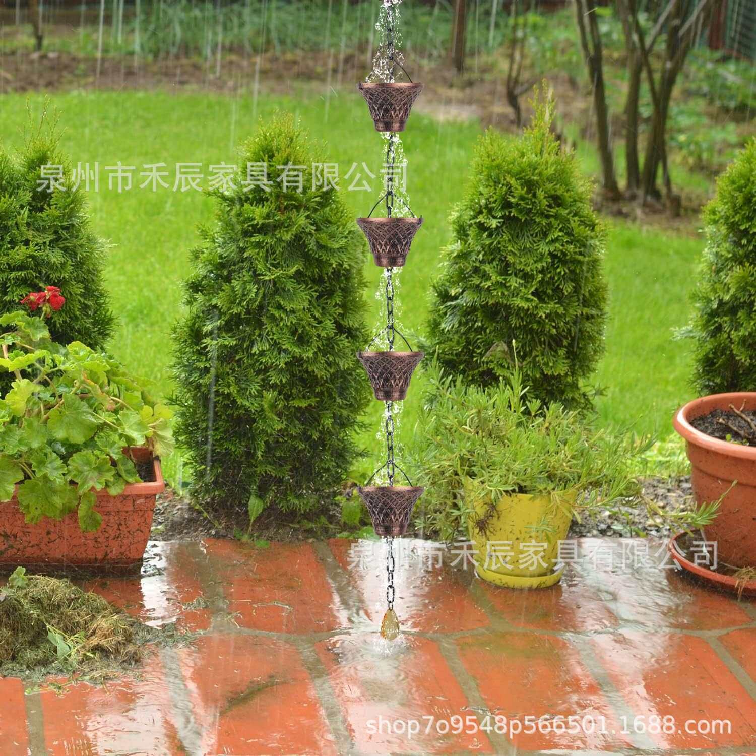 跨境新品雨链 2.8米排水沟落水管分流器户外装饰金属铜格子雨水链