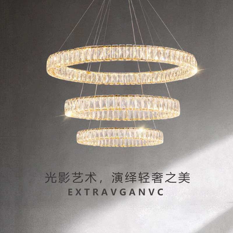 跨境意式现代护眼LED灯多面发光水晶客厅水晶吊灯简约卧室吊灯