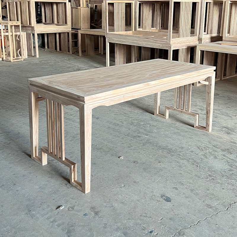 实木中式茶桌茶台泡茶喝茶桌办公画案白茬白胚老榆木家具工厂