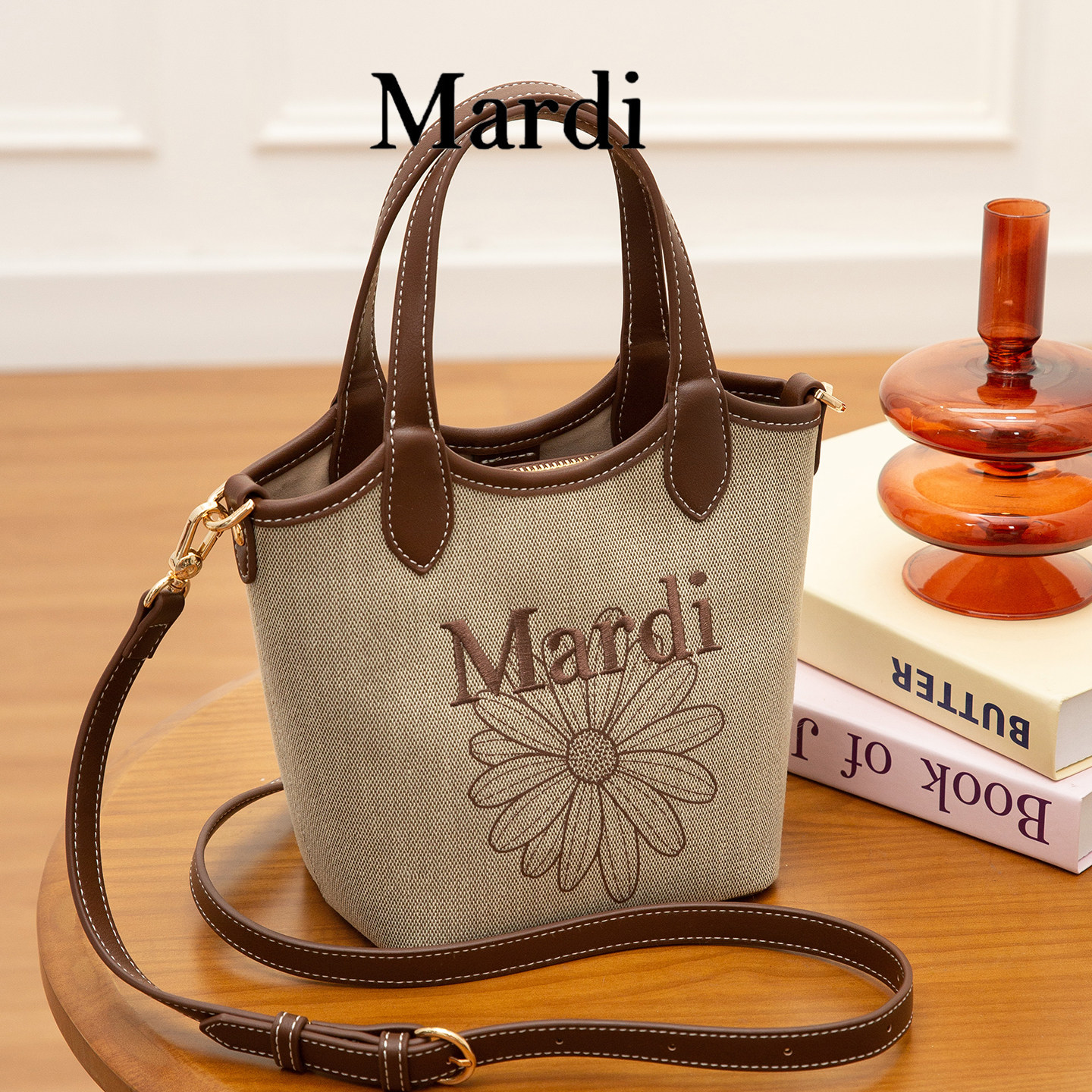 【MARDI官方】卡其色简约大容量复古风小雏菊包包时尚送人轻奢女