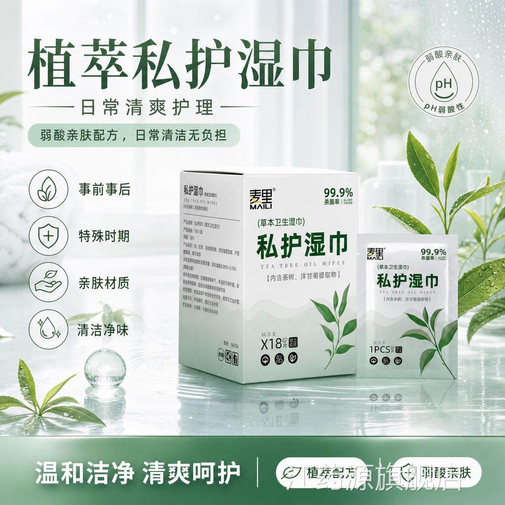 茶树精华卫湿生巾女性私处抑菌护理一次性便携清洁湿纸巾厂家江药